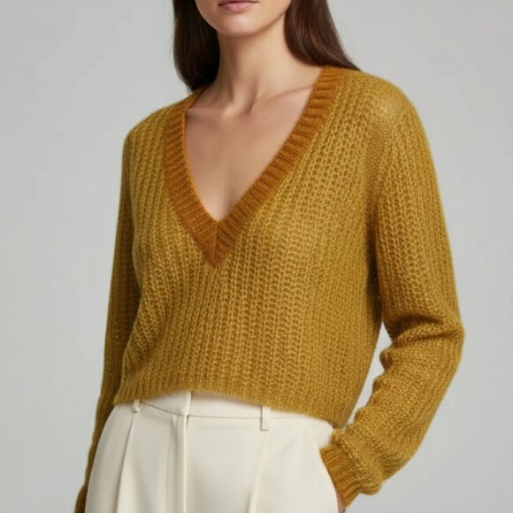 NWT $458 DANNIJO deep v-neck cropped sweater REVOLVE S - Picture 1 of 11